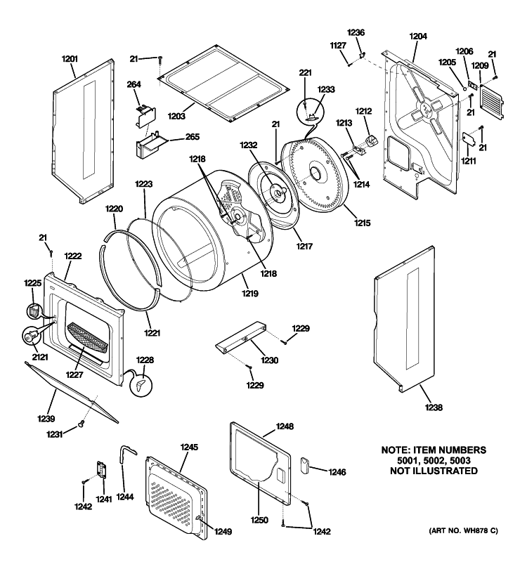 DOOR & DRUM PARTS Diagram and Parts List for WSM2700HBWWW  General Electric Washer Dryer Combo