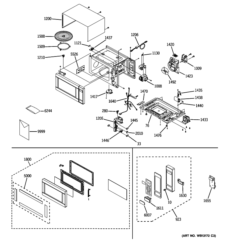 MICROWAVE Diagram and Parts List for JES1142SJ06  General Electric Microwave