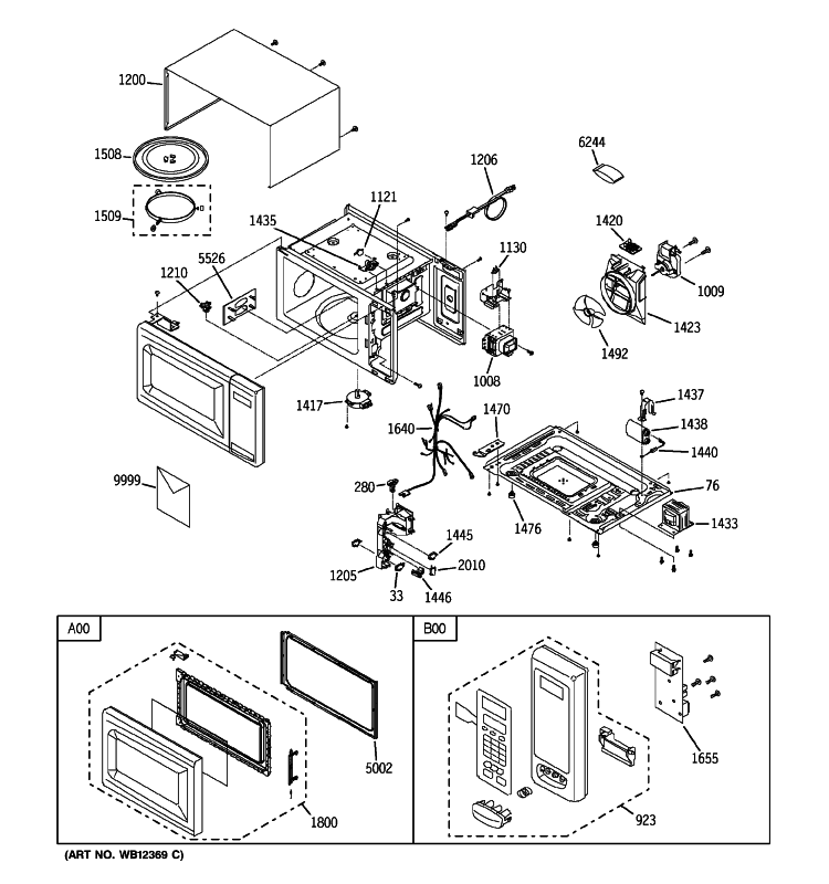 MICROWAVE Diagram and Parts List for JES1142WD05  General Electric Microwave