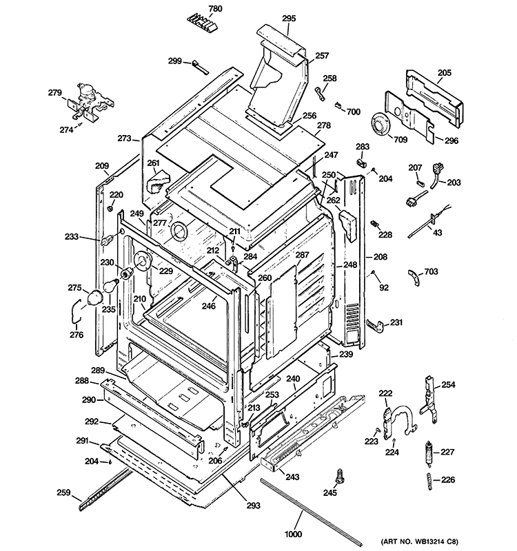 BODY PARTS Diagram and Parts List for PGB900SEM1SS  General Electric Range
