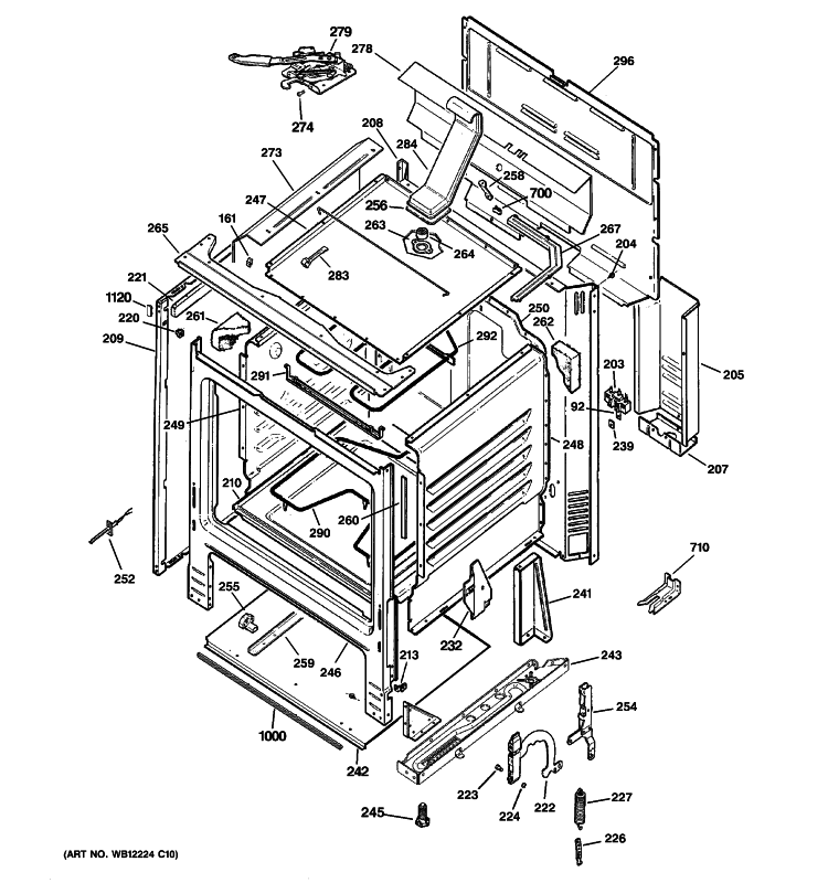 BODY PARTS Diagram and Parts List for JBP60BM1WH  General Electric Range