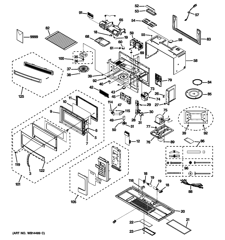 MICROWAVE Diagram and Parts List for HVM1540SN2SS  General Electric Microwave