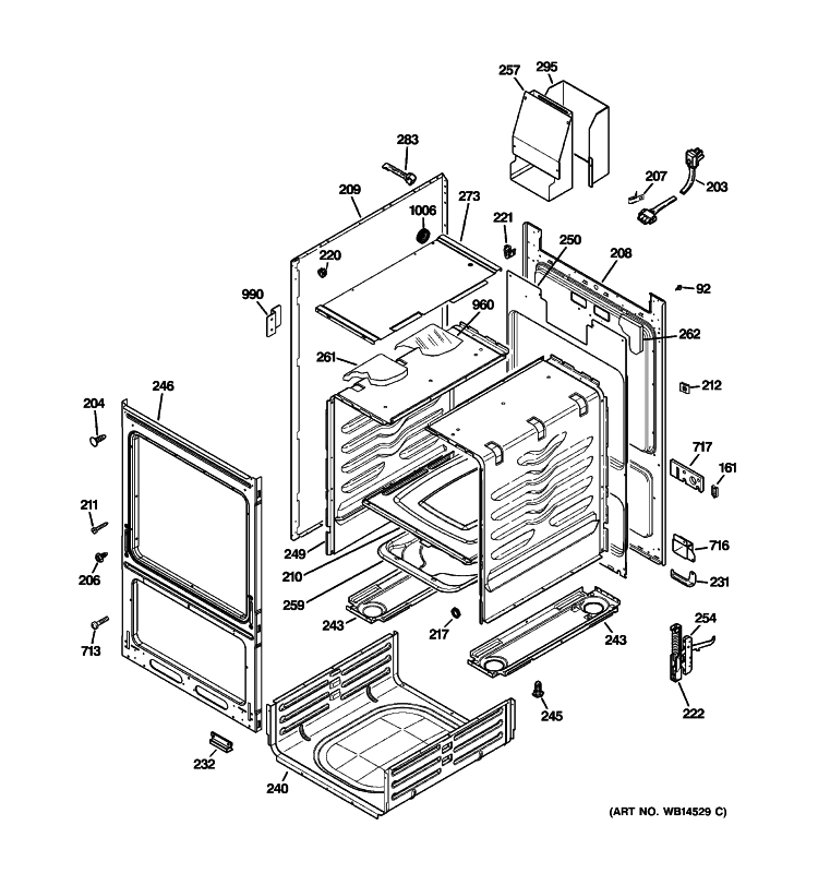 BODY PARTS Diagram and Parts List for JGAS02SEN1SS  General Electric Range