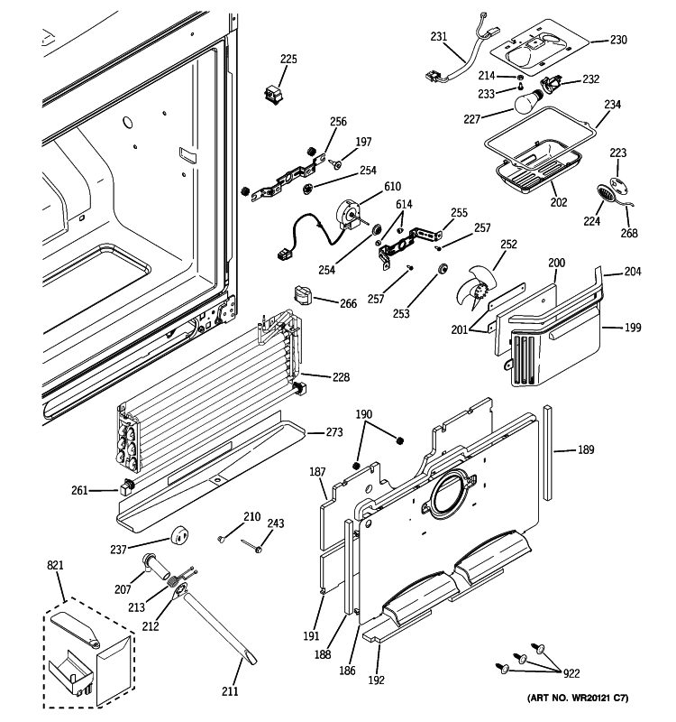 FREEZER SECTION Diagram and Parts List for PDCS1NBXBLSS  General Electric Refrigerator
