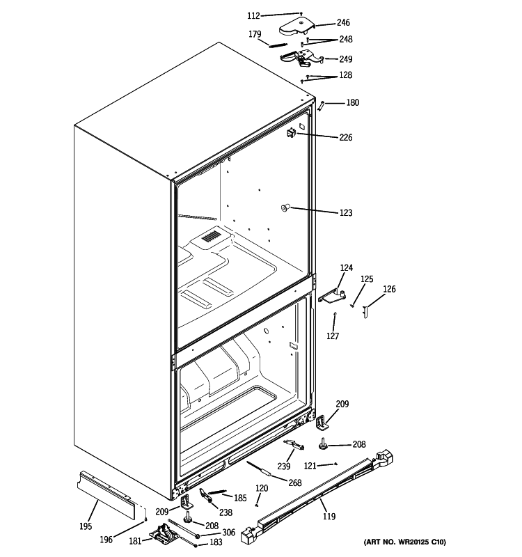 CASE PARTS Diagram and Parts List for PDCS1NBXBRSS  General Electric Refrigerator