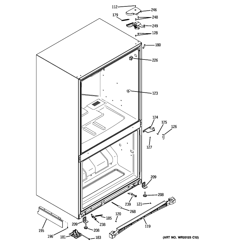 CASE PARTS Diagram and Parts List for PDSS5NBXBRSS  General Electric Refrigerator