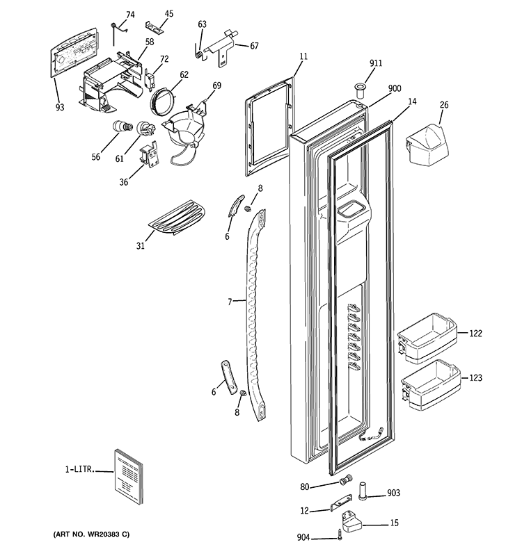 FREEZER DOOR Diagram and Parts List for DSF26DHWAWW  General Electric Refrigerator