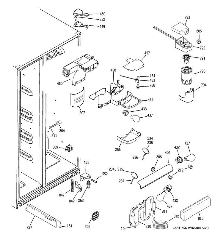 FRESH FOOD SECTION Diagram and Parts List for DSS26DHWCSS  General Electric Refrigerator