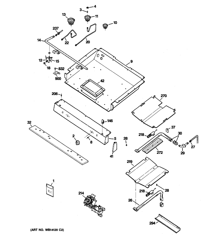 GAS & BURNER PARTS Diagram and Parts List for JGBP32SEN1SS  General Electric Range