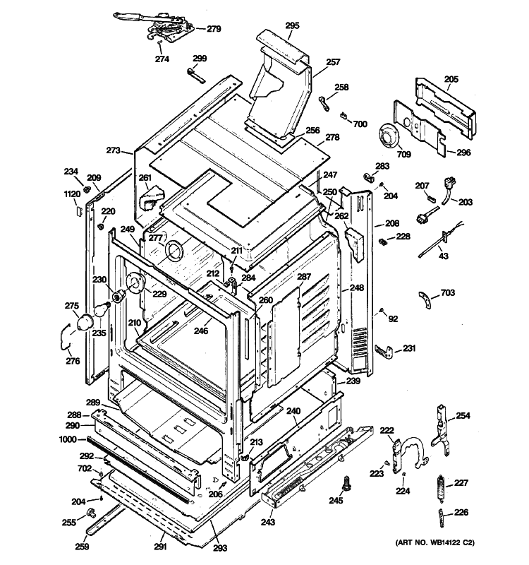 BODY PARTS Diagram and Parts List for JGBP32SEN1SS  General Electric Range