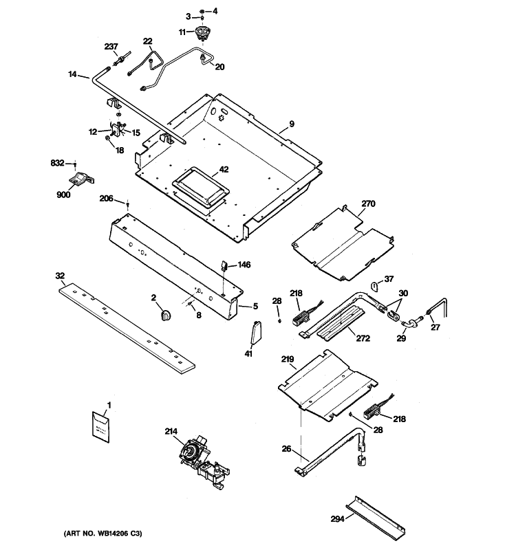 GAS & BURNER PARTS Diagram and Parts List for JGBP25SEN1SS  General Electric Range