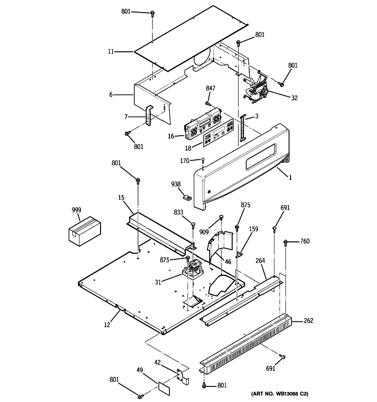 CONTROL PANEL Diagram and Parts List for JGRP20SEN1SS  General Electric Range
