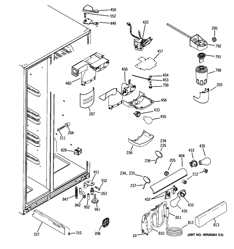 FRESSH FOOD SECTION Diagram and Parts List for GCE23LHWGFBB  General Electric Refrigerator