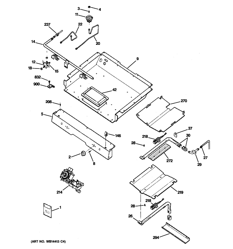 GAS & BURNER PARTS Diagram and Parts List for RGB735WEL6WW  Hotpoint Range