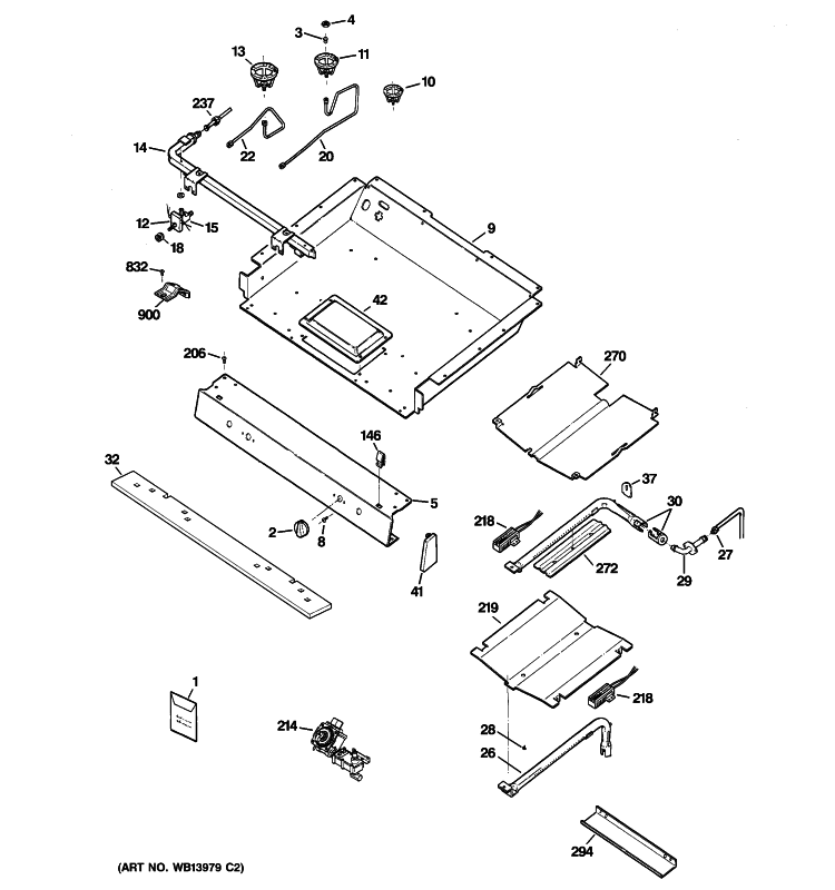 GAS & BURNER PARTS Diagram and Parts List for RGB790SEHBSA  Hotpoint Range