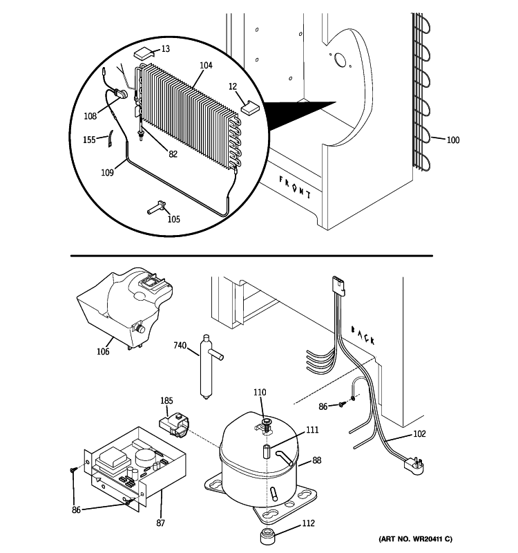 UNIT PARTS Diagram and Parts List for FUF14DUARWW  General Electric Freezer