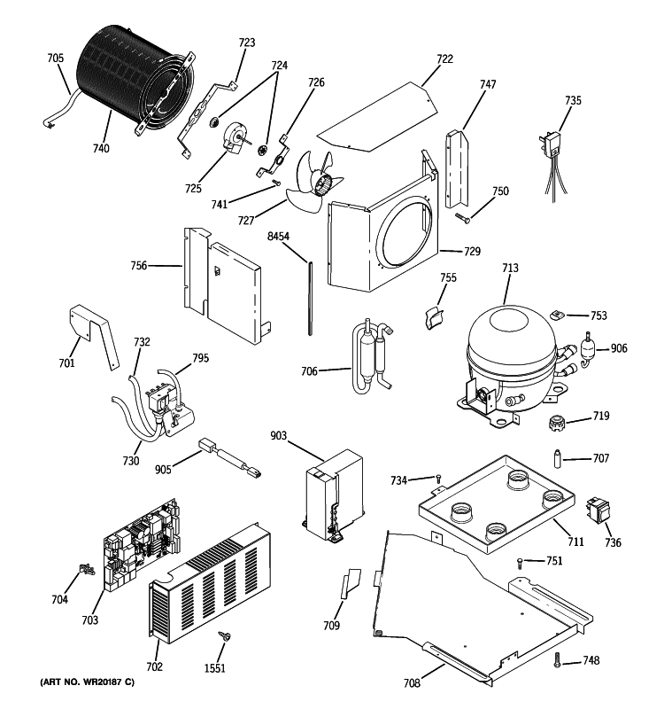 SEALED SYSTEM & MOTHER BOARD Diagram and Parts List for ZISS480NRKSS  General Electric Refrigerator