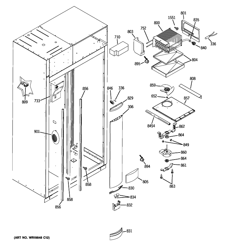 FREEZER SECTION Diagram and Parts List for ZISS480NRKSS  General Electric Refrigerator