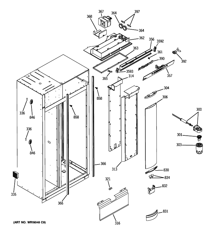 FRESH FOOD SECTION Diagram and Parts List for ZISS480NRKSS  General Electric Refrigerator