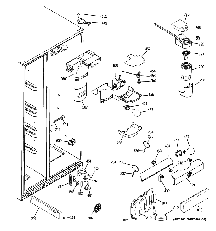 FRESH FOOD SECTION Diagram and Parts List for GSHS5PGXCESS  General Electric Refrigerator