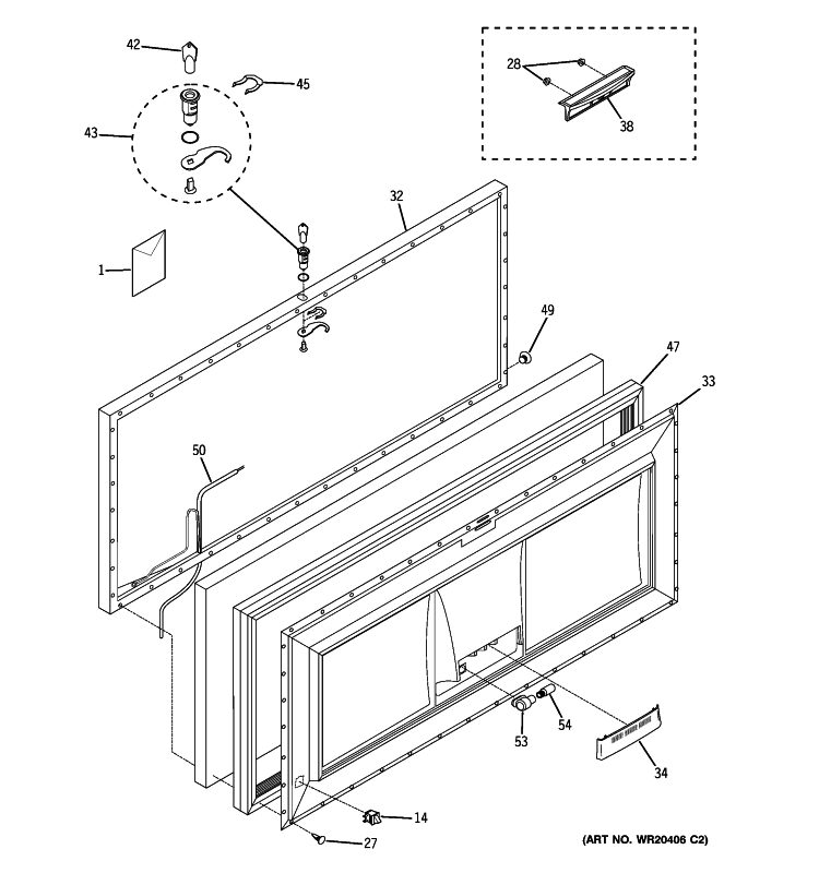 FREEZER DOOR Diagram and Parts List for FCF14SUAWW  General Electric Freezer