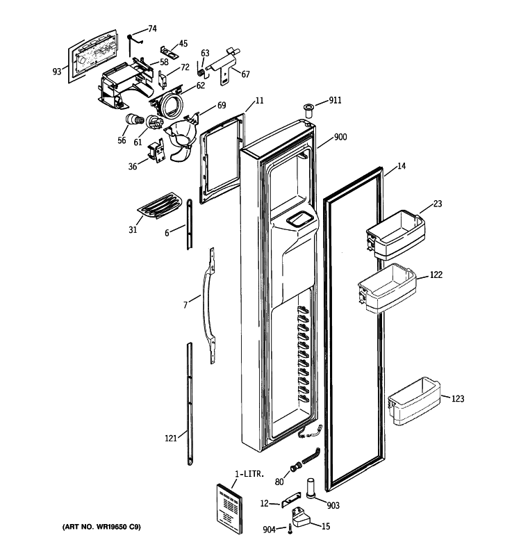 FREEZER DOOR Diagram and Parts List for HSK27MGWHCCC  Hotpoint Refrigerator