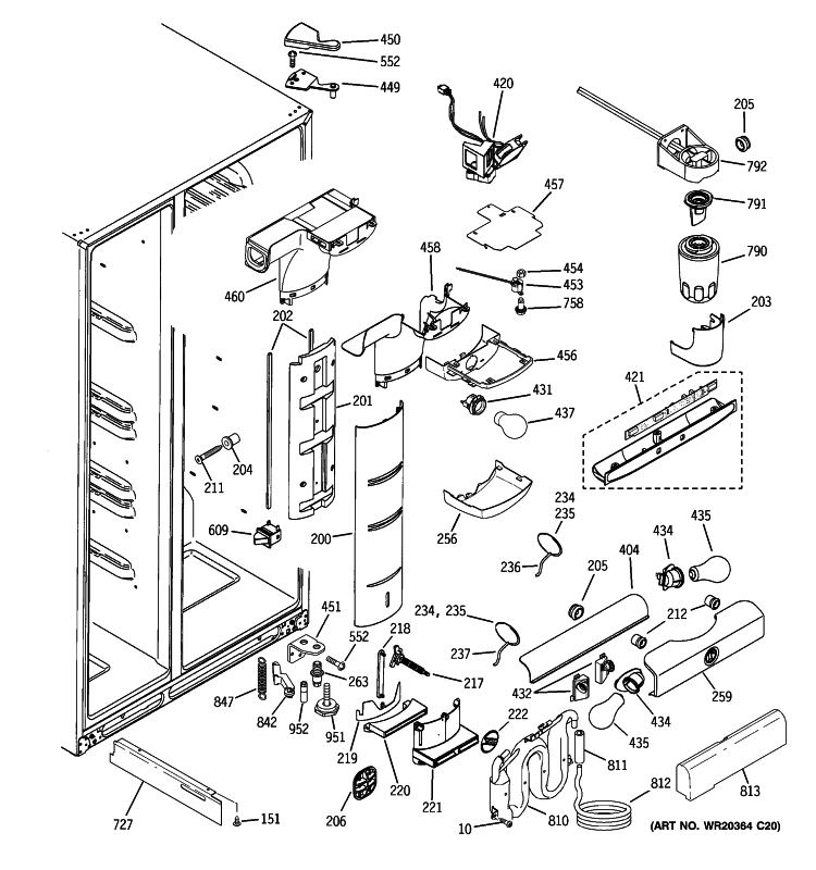 FRESH FOOD SECTION Diagram and Parts List for HSK27MGWHCCC  Hotpoint Refrigerator