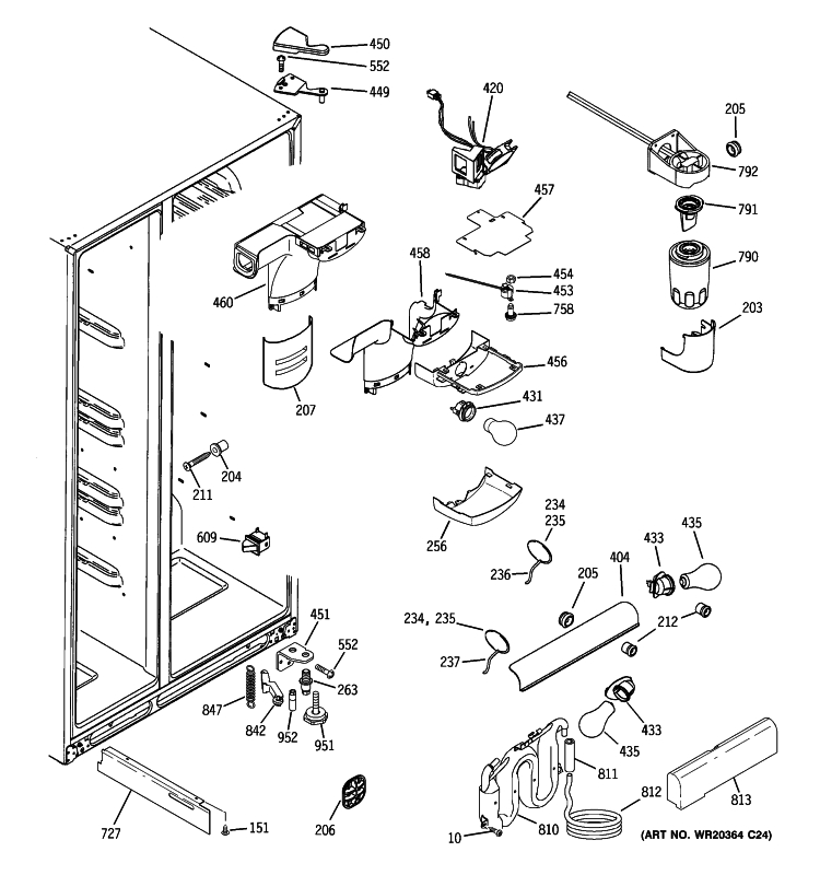 FRESH FOOD SECTION Diagram and Parts List for GCE21LGWHFSS  General Electric Refrigerator