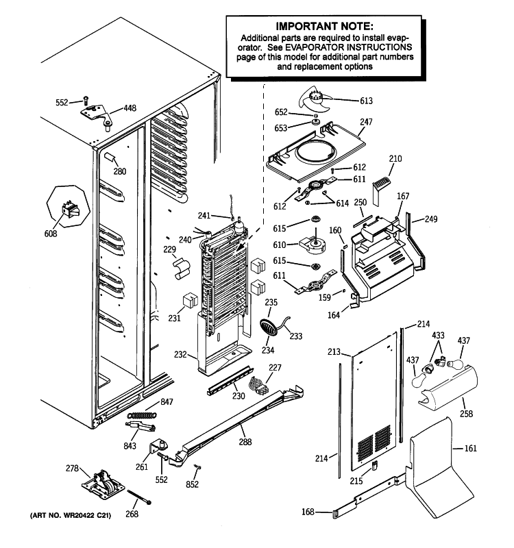 FREEZER SECTION Diagram and Parts List for PSHF6YGXCDBB  General Electric Refrigerator