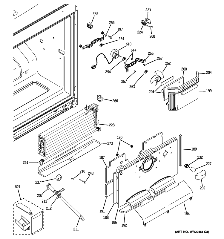 FREEZER SECTION Diagram and Parts List for PDSE5NBWCJSS  General Electric Refrigerator