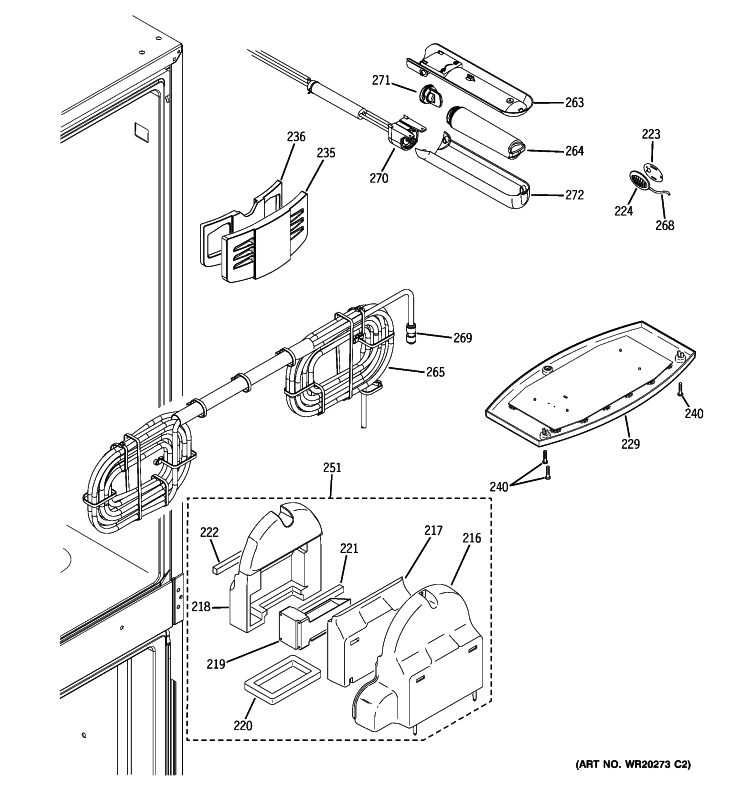 FRESH FOOD SECTION Diagram and Parts List for PFCF1PJXCWW  General Electric Refrigerator
