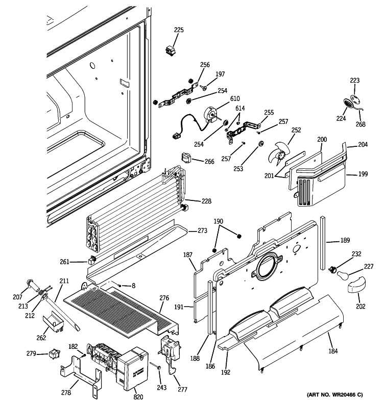 FREEZER SECTION Diagram and Parts List for PGCS1NFXCSS  General Electric Refrigerator