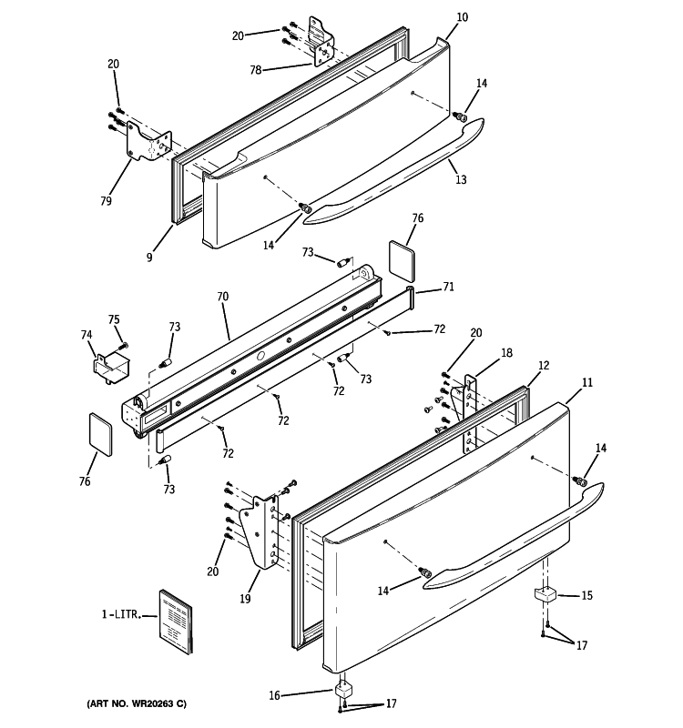 FREEZER DOORS Diagram and Parts List for PGSS5NFXCSS  General Electric Refrigerator