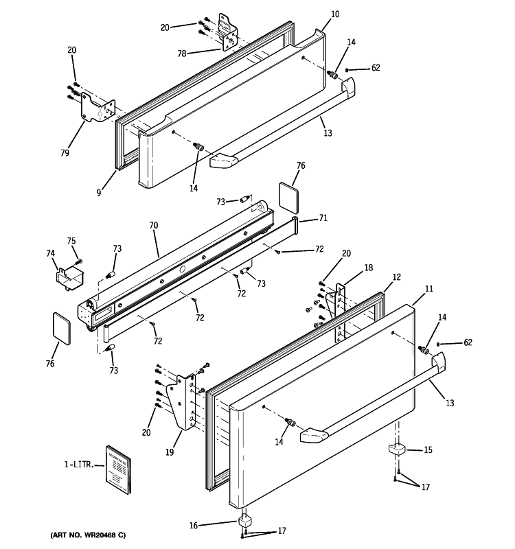 FREEZER DOORS Diagram and Parts List for ZFGP21HXCSS  General Electric Refrigerator