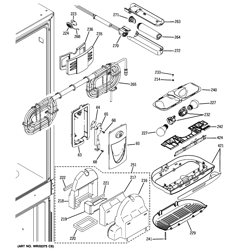 FRESH FOOD SECTION Diagram and Parts List for ZFGP21HXCSS  General Electric Refrigerator