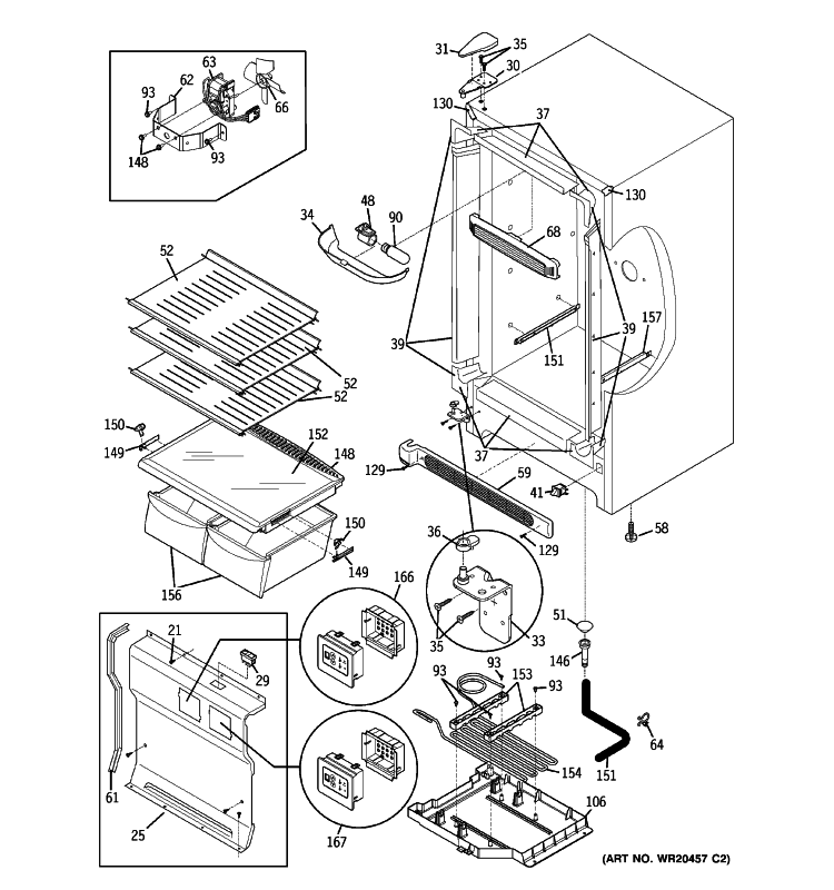 CABINET Diagram and Parts List for FUF17CVALWW  General Electric Freezer