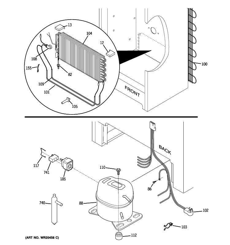 UNIT PARTS Diagram and Parts List for FUF17CVALWW  General Electric Freezer