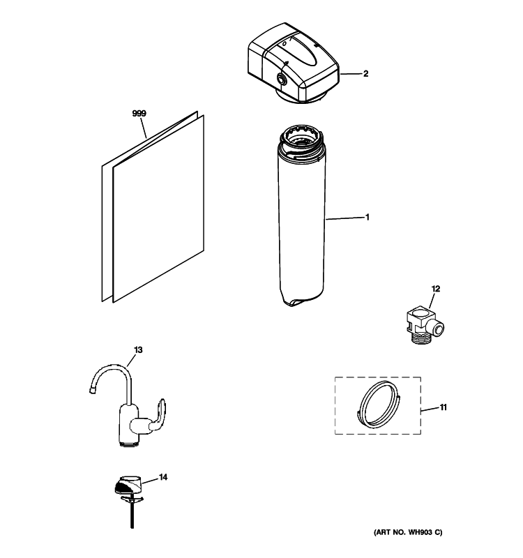WATER FILTER Diagram and Parts List for GX1S50R00  General Electric Water Filter System