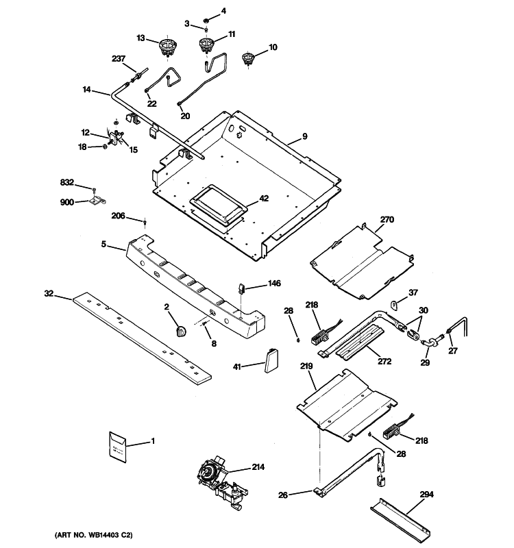 GAS & BURNER PARTS Diagram and Parts List for EGR2002EM3BS  General Electric Range