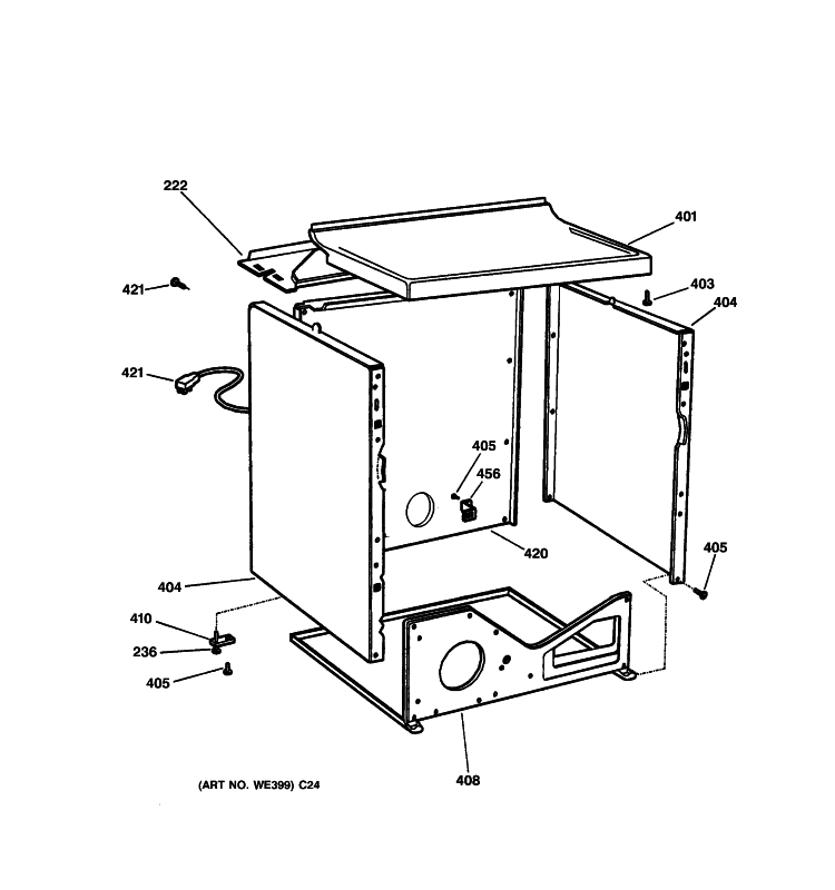 CABINET Diagram and Parts List for DBXR463PG6WW  General Electric Dryer