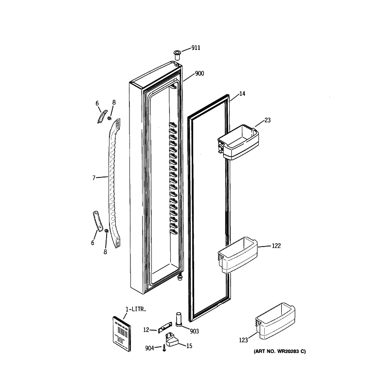 FREEZER DOOR Diagram and Parts List for GSK25LHWHCCC  General Electric Refrigerator