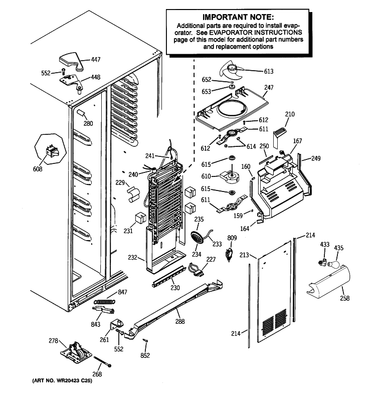 FREEZER SECTION Diagram and Parts List for PSK25NGWHCWW  General Electric Refrigerator