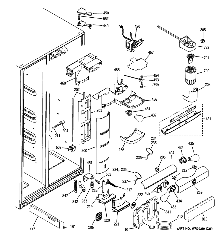 FRESH FOOD SECTION Diagram and Parts List for PSK27MHWHCCC  General Electric Refrigerator