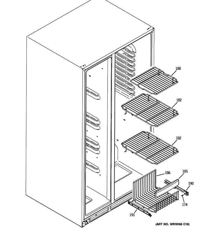 FREEZER SHELVES Diagram and Parts List for PSSC6KGXCCWW  General Electric Refrigerator