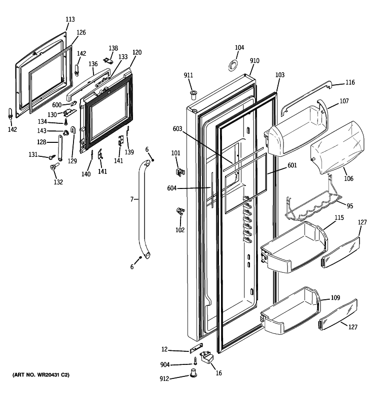 FRESH FOOD DOOR Diagram and Parts List for GSHL6PHXCELS  General Electric Refrigerator