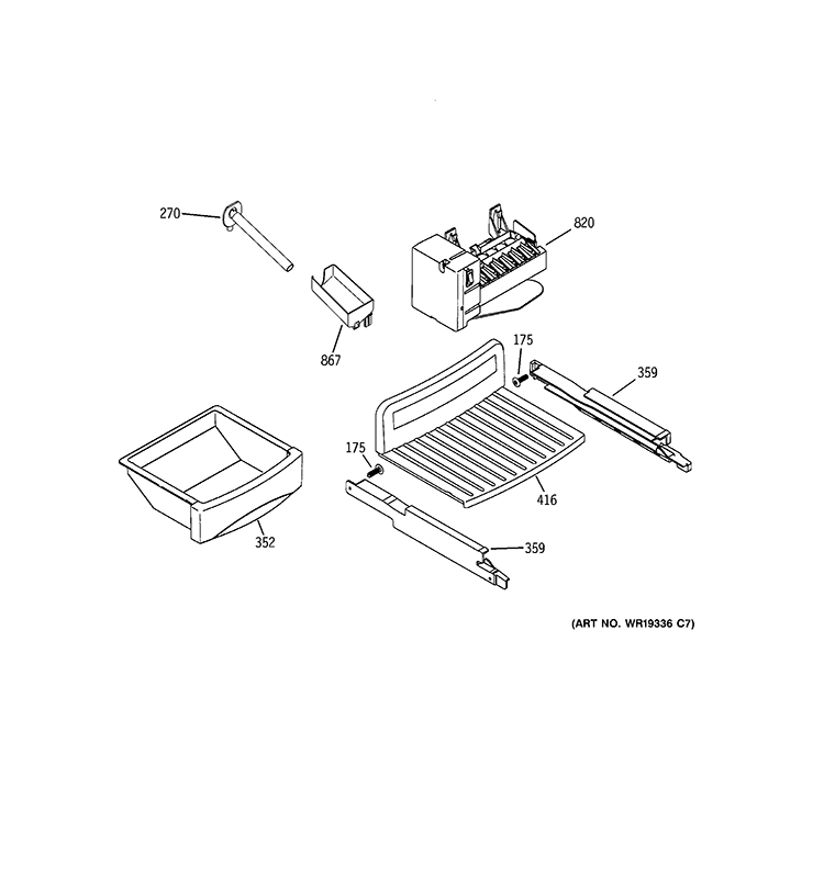 ICE MAKER & DISPENSER Diagram and Parts List for PSI23SCRHSV  General Electric Refrigerator