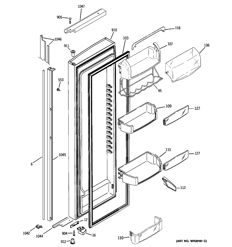 FRESH FOOD DOOR Diagram and Parts List for PSIC5RGXCFCV  General Electric Refrigerator