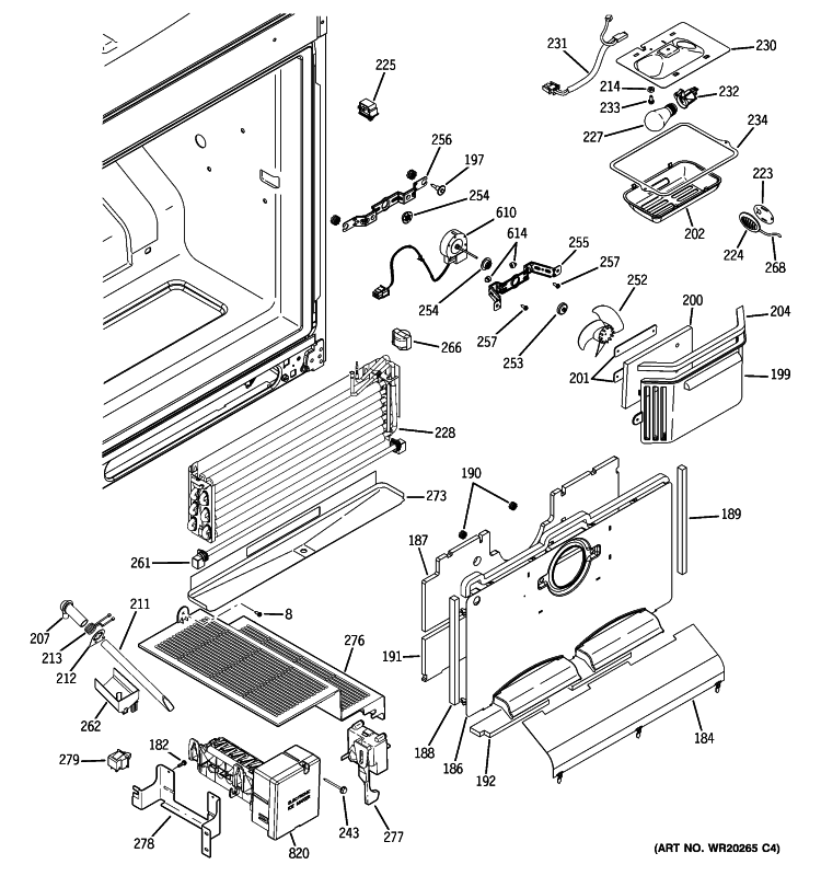 FREEZER SECTION Diagram and Parts List for ZFGB21HXASS  General Electric Refrigerator