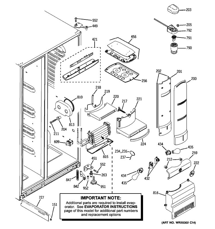 FRESH FOOD SECTION Diagram and Parts List for ZFSB23DXCSS  General Electric Refrigerator