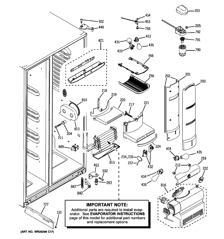FRESH FOOD SECTION Diagram and Parts List for PJE25MGTIFKB  General Electric Refrigerator
